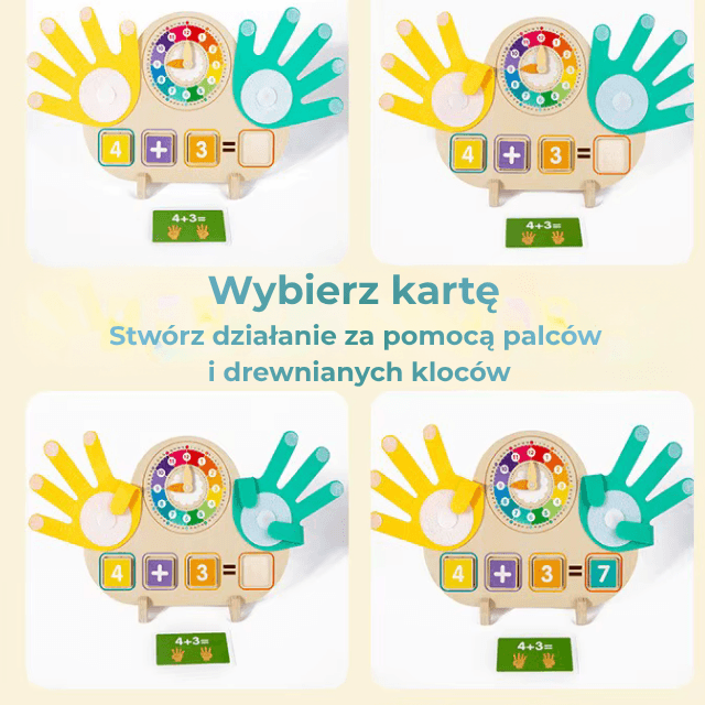 Drewniana tablica edukacyjna z zegarem